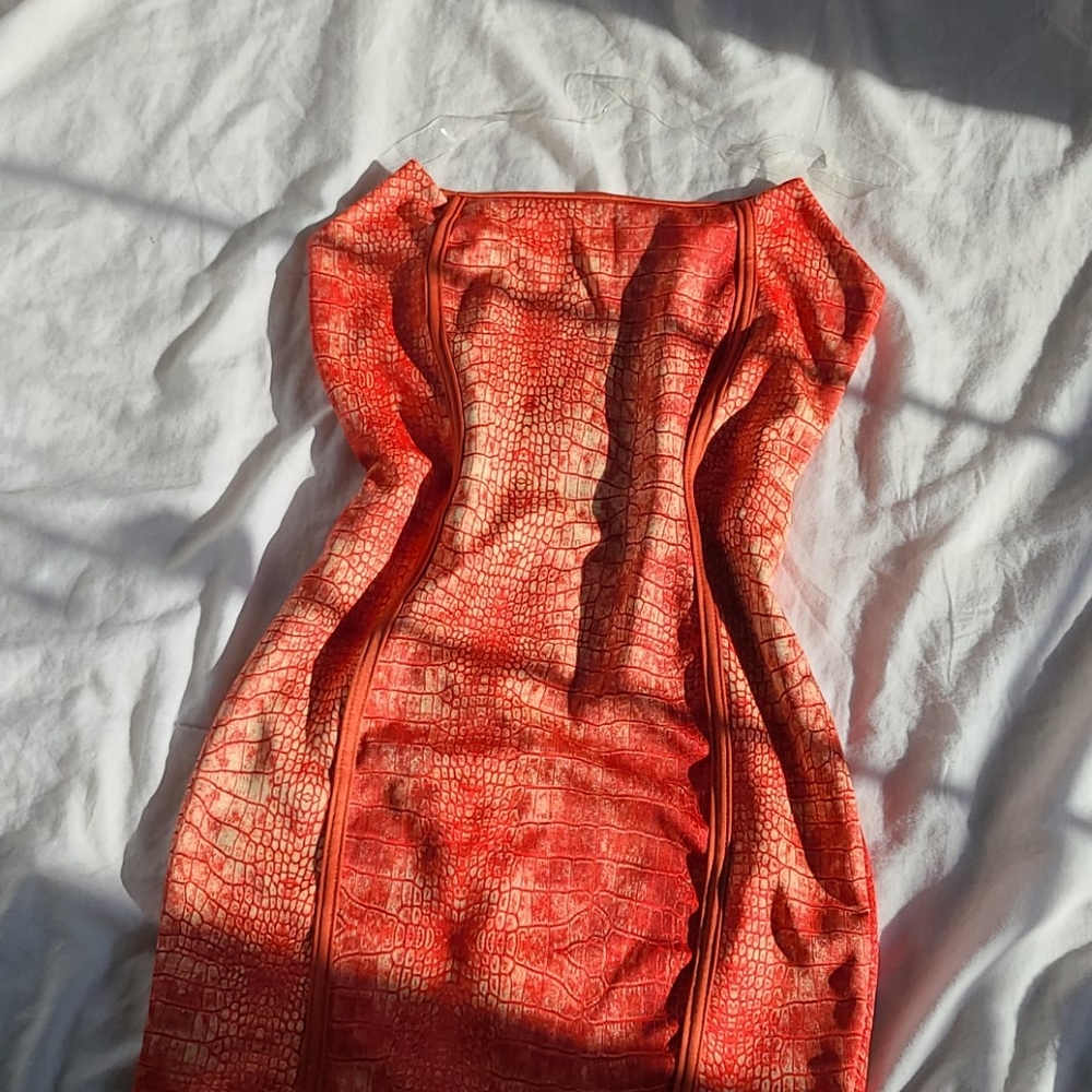 Pretty little thing red snake print bodycon dress